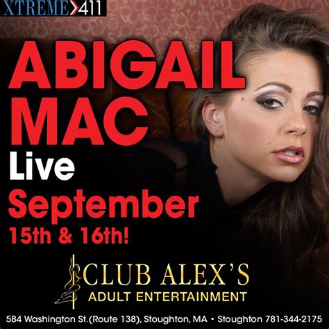 Abigail Mac Live Sept 15th And 16th At Club Alexs Stoughton Strip Clubs And Adult Entertainment