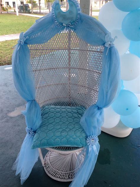 Decorate the chair by tying ribbons or streamers around the legs and by attaching some helium balloons to the armrests. IDEAS FOR BBAY SHOWER CHAIR - Google Search | BABY SHOWER ...