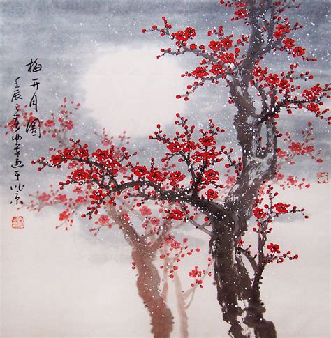 Cherry Blossom Painting Original Painting Chinese Art Oriental