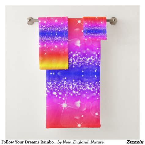 Follow Your Dreams Rainbow Sparkle Towel Set Bathroom Towels Bathroom