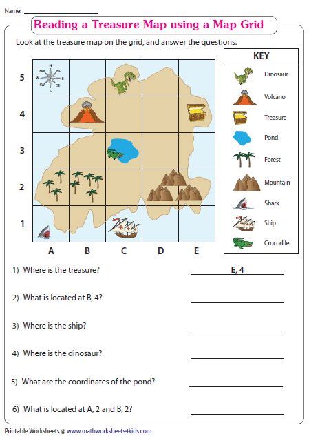 Map Grid Worksheets For 5th Grade