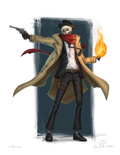 Oc Art An Art Commission I Did Of A Skeleton Detective Dnd
