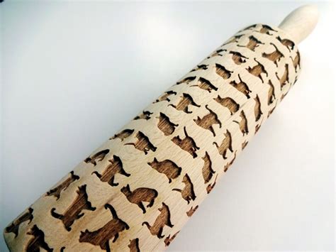 Cats Pattern Embossing Rolling Pin Engraved Rolling Pin With Etsy