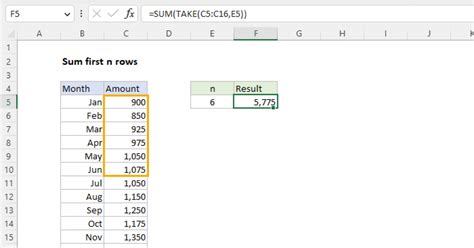 Sum First N Rows Excel Formula Exceljet