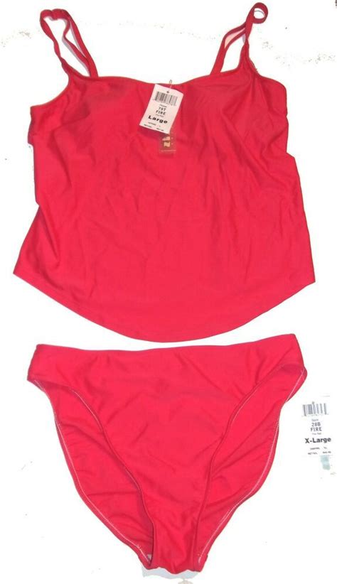 Sunsets Fire Red Tankini Swimsuit Size L Top Xl Bottoms Nwt 100