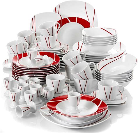 MALACASA Série Felisa 84pcs Services de Table Porcelaine 12 Assiettes à