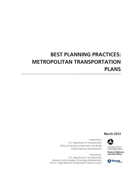 Pdf Best Planning Practices Metropolitan Planning · Report Are