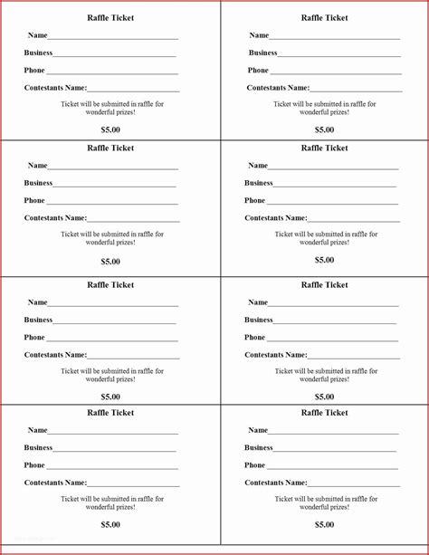 Raffle Entry Form Template Free Printable Templates