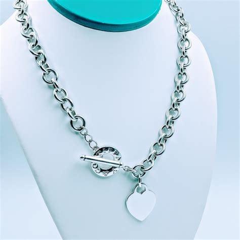 Tiffany And Co 925 Sterling Silver Heart Charm Toggle Necklace 16 ⋆