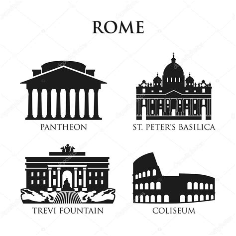 Vector Roma Italia Conjunto De Símbolos De Italia Monumentos En