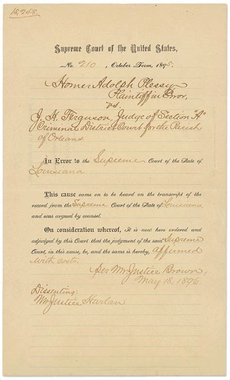Ferguson challenged louisiana's separate car act of 1890, which required railway companies in the state to provide equal but separate accommodations for the white and colored races. Plessy V Ferguson Worksheet - worksheet