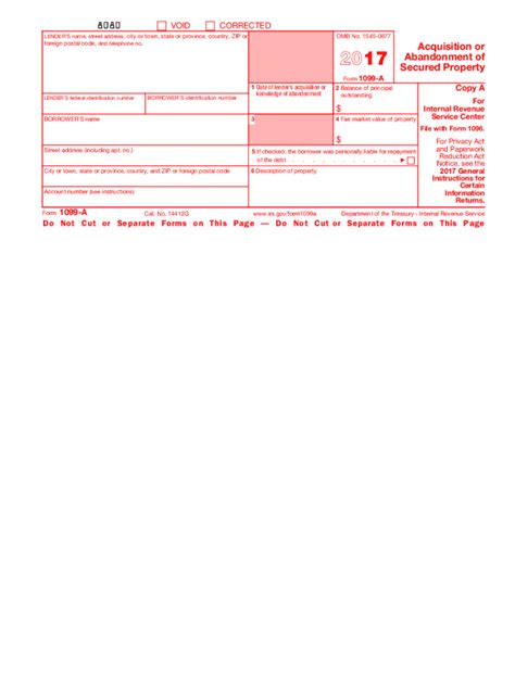 2017 Form Irs 1099 A Fill Online Printable Fillable Blank Pdffiller