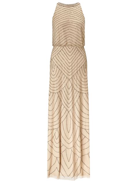 Adrianna Papell Sleeveless Beaded Gown Nude