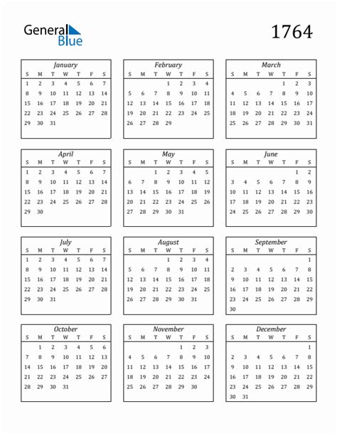 Free 1764 Calendars In Pdf Word Excel