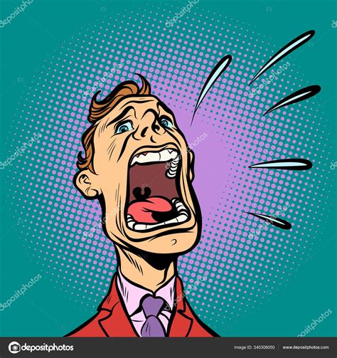 Man Screams Panic Comic Cartoon Pop Art Retro Vector Illustration Stock