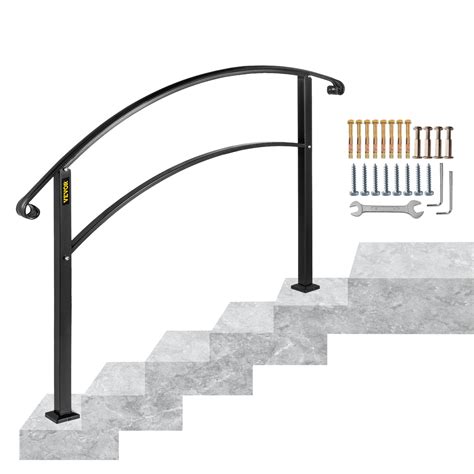 Vevor 5 Step Adjustable Handrail Fits 1 Or 5 Steps Matte Black Stair