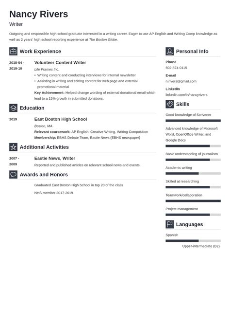 High School Graduate Resume Template And 20 Examples