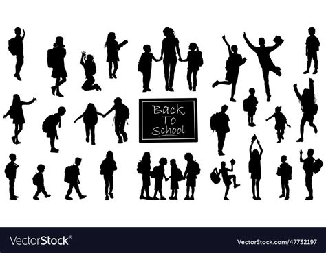 Back To School Boy And Girl Silhouette Royalty Free Vector