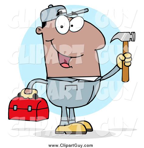 Clip Art Of A Black Male Construction Worker With Tools By Hit Toon 1795