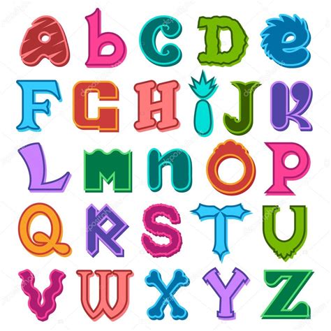 Fun Colorful Different Shaped Alphabet Letters — Stock Vector © An