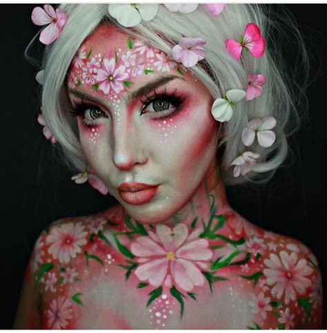 Very Simple Floral Body Painting And Some Petals In The Hair Can Look