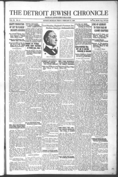 The Detroit Jewish News Digital Archives February 27 1920 Image 1
