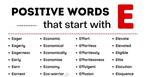 542 Excellent Positive Words That Start With E With Examples Esl Forums