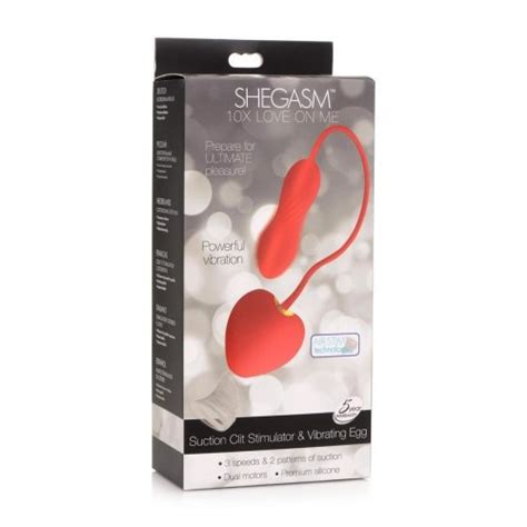 Shegasm Love On Me Rechargeable Silicone Suction Clit Stimulator And Vibrating Egg Red Sex