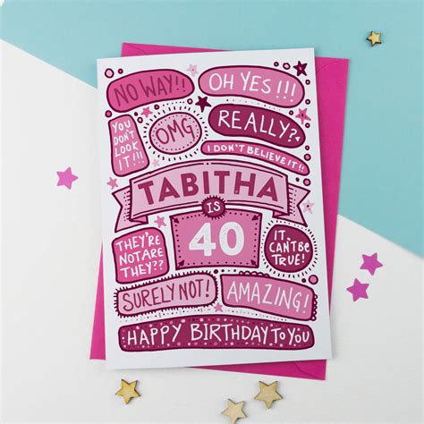 40th Omg Birthday Personalised Illustrated Card By A Is For Alphabet