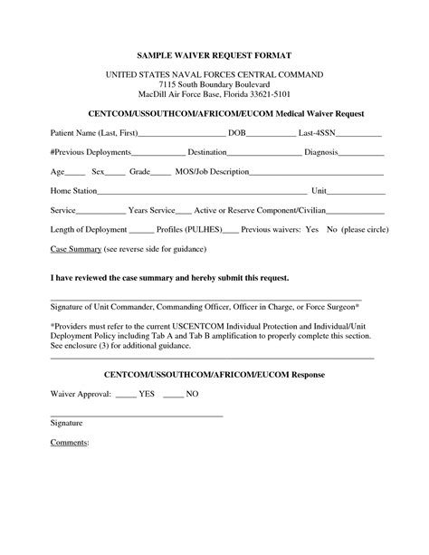 Sample Waiver Form Free Printable Documents