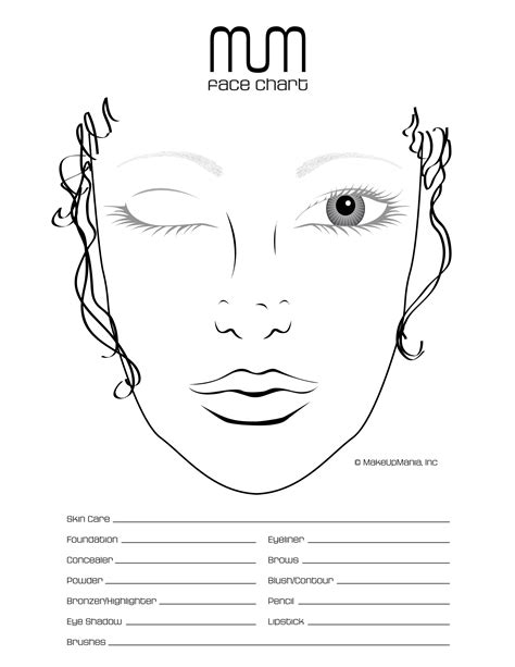 Printable Makeup Artist Face Chart Customize And Print