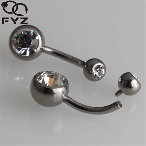 Internally Threaded G23 Titanium Belly Button Rings 14g Double Gems Navel Bars Belly Rings Body