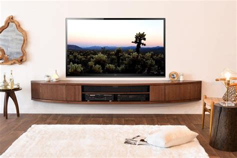 Floating TV Stand Mid Century Modern Entertainment Center Arc Mocha Future Home In
