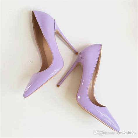 Newest Light Purple High Heel Leather Shoes Sexy Pointed Toe Thin Heels Pumps For Woman Big Size