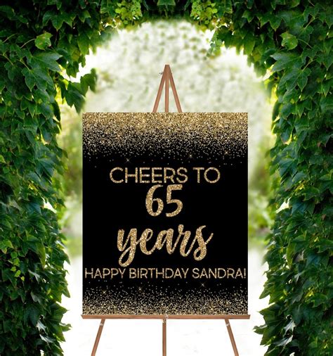 Custom 65th Birthday Banner With Name Happy Birthday Sign Etsy