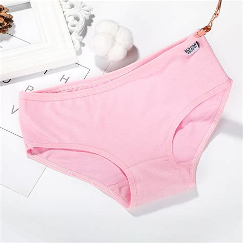Womens Panties Solid Cotton Mid Rise Underwear Lingerie Female