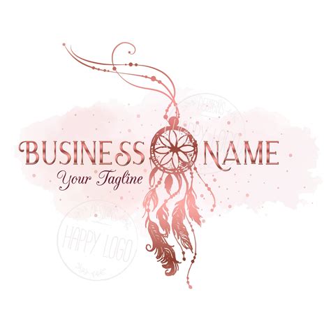 Dreamcatcher Logo Design Custom Logo Design Rose Gold Etsy