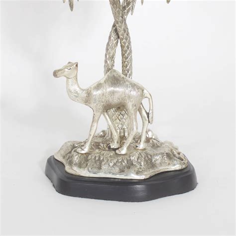 Pair Of Silvered Metal Palm Tree Lamps With Camel And Elephant At 1stdibs
