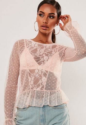Pink Dobby Lace Blouse Missguided
