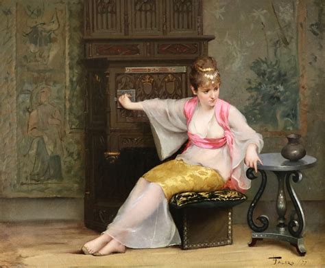 Luis Ricardo Falero Orientalist Girl In Interior 19th Century Oil