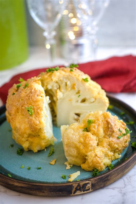 Baked Whole Cauliflower Mayonnaise Cheese Keto Low Carb Vegetarian