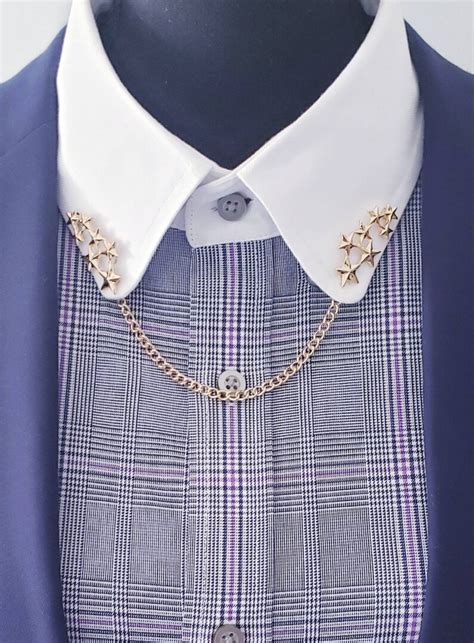 Collar Pins Collar Chain Shirt Clip Lapel Pin Stars Etsy