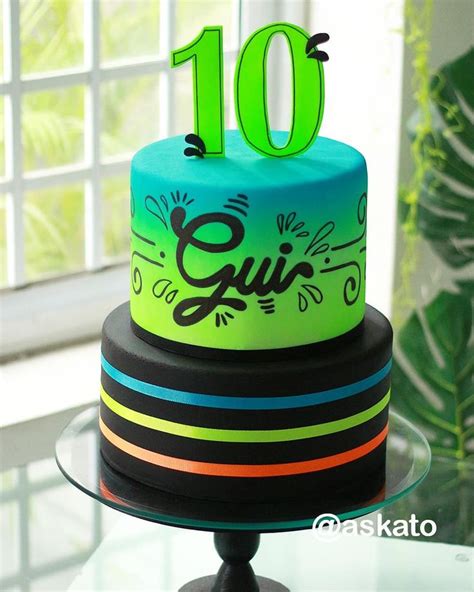 Dia 10 estreia o excelente vencedor do golden globe: Andrea Kato Cake Designer on Instagram: Neon | Bolo neon ...