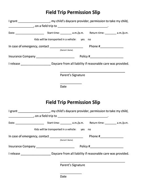 Fillable Online Field Trip Permission Slip Fax