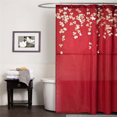 Lush Decor Flower Drop Red Shower Curtain Home Bed