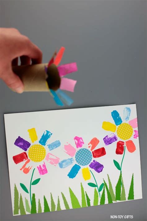 Paper Roll Flower Art For Kids Easy Rainbow Flowers Flower Art Art