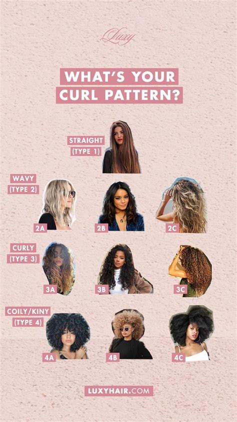 Curl Types Types Of Curly Hair Chart Luxy® Hair Hair Chart Curly Hair Types Types Of Curls