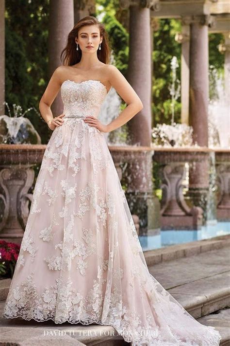 David Tutera For Mon Cheri Lace A Line Gown Affiliate Pink Wedding