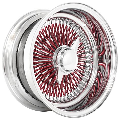 13x7 La Wire Wheels Reverse 100 Spoke Straight Lace Chrome With Red Spoke Rims Ww072 1