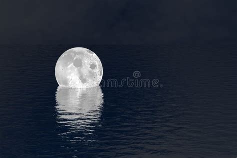Fell Moon Over Water Night Scene Background Stock Image Image Of